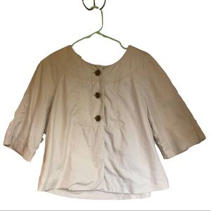 Banana Republic Linen Blend Cropped Lagenlook Khaki Swing Jacket/Coat Sz. Medium